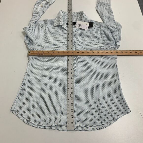 Banana Republic Shirt Women XS Navy Dot Drapey Classic Fit Long Sleeve Button Up - Picture 8 of 14